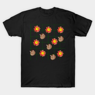 Daisies and bunny rabbits on a grid - cute baby ginger bunny rabbit T-Shirt